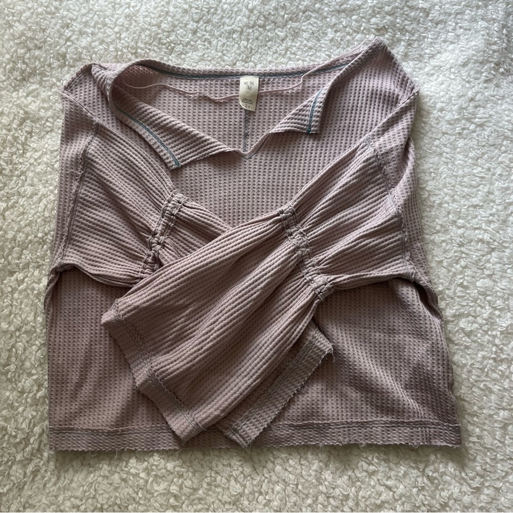 Free People Dahlia Thermal Waffle Bell Sleeve